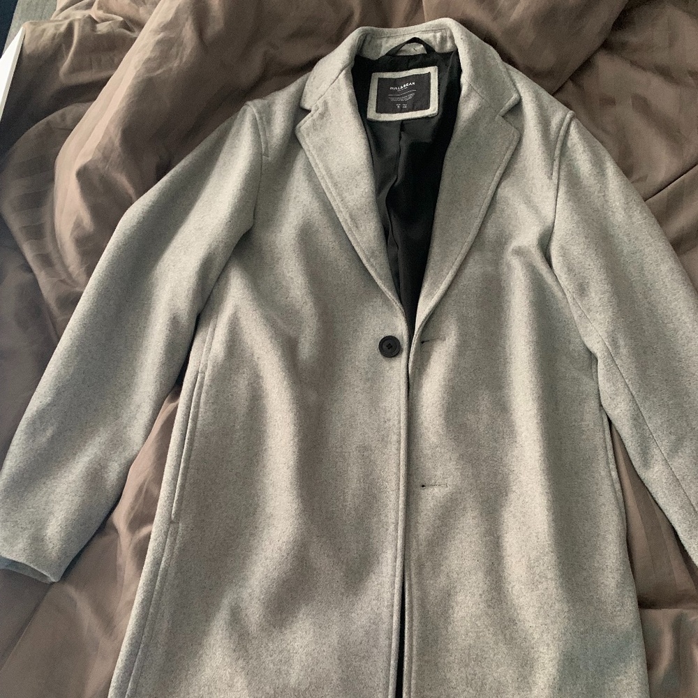 COPY - Pull & Bear Men's Long  Coat with Black Buttons | Small